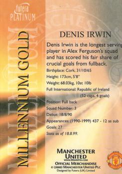2000 Futera Platinum Millennium Gold Manchester United #NNO Denis Irwin Back
