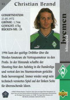 1997 Upper Deck Werder Bremen Box Set #13 Christian Brand Back