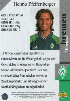 1997 Upper Deck Werder Bremen Box Set #7 Heimo Pfeifenberger Back