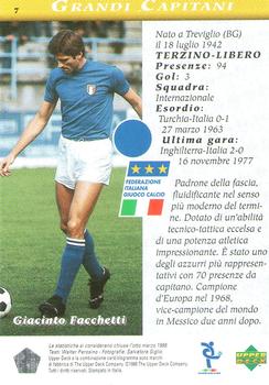 1998 Upper Deck Leggenda Azzurra Box Set #7 Giacinto Facchetti Back