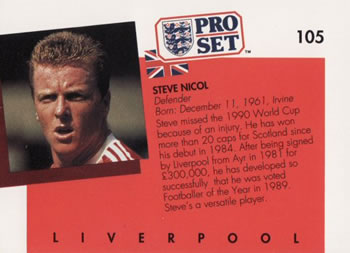 1990-91 Pro Set #105 Steve Nicol Back