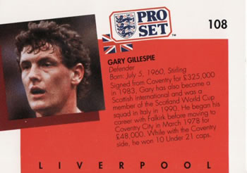 1990-91 Pro Set English League #108 Gary Gillespie Back