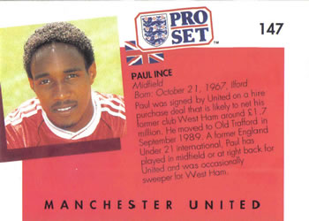 1990-91 Pro Set #147 Paul Ince Back