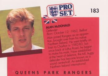 1990-91 Pro Set #183 Alan McDonald Back
