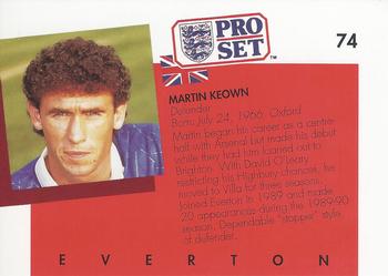 1990-91 Pro Set #74 Martin Keown Back