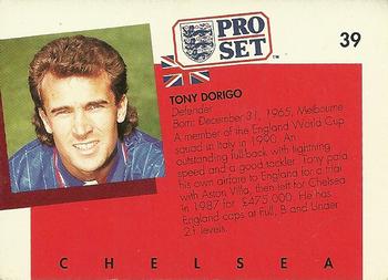 1990-91 Pro Set #39 Tony Dorigo Back