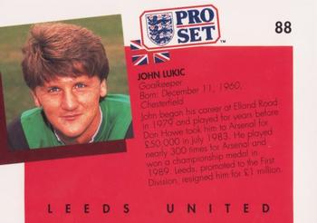 1990-91 Pro Set #88 John Lukic Back