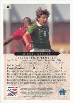 1994 Upper Deck World Cup Contenders English/Italian #26 Miguel Espana Back