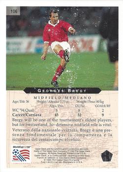 1994 Upper Deck World Cup Contenders English/Italian #106 Georges Bregy Back