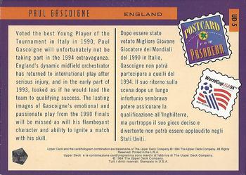 1994 Upper Deck World Cup Contenders English/Italian - UD Set #UD5 Paul Gascoigne Back