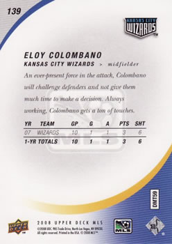2008 Upper Deck MLS #139 Eloy Colombano Back
