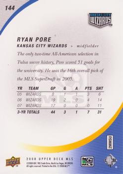 2008 Upper Deck MLS #144 Ryan Pore Back