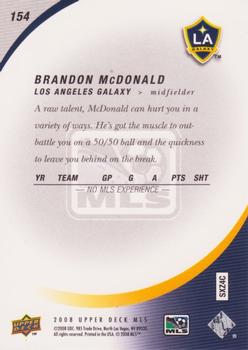 2008 Upper Deck MLS #154 Brandon McDonald Back