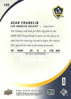 2008 Upper Deck MLS #155 Sean Franklin Back