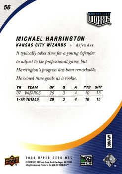 2008 Upper Deck MLS #56 Michael Harrington Back