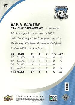 2008 Upper Deck MLS #93 Gavin Glinton Back