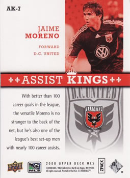 2008 Upper Deck MLS - Assist Kings #AK-7 Jaime Moreno Back