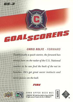2008 Upper Deck MLS - Goal Scorers #GS-3 Chris Rolfe Back