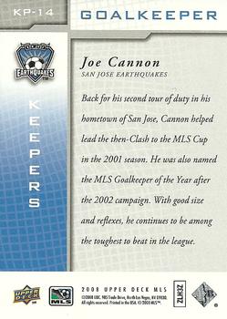 2008 Upper Deck MLS - Keepers #KP-14 Joe Cannon Back
