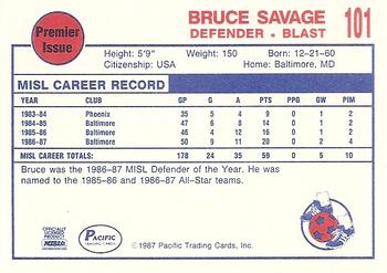 1987-88 Pacific MISL #101 Bruce Savage Back