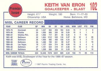 1987-88 Pacific MISL #102 Keith Van Eron Back