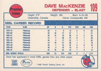 1987-88 Pacific MISL #109 Dave MacKenzie Back