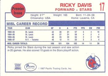 1987-88 Pacific MISL #17 Ricky Davis Back