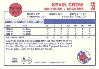 1987-88 Pacific MISL #55 Kevin Crow Back