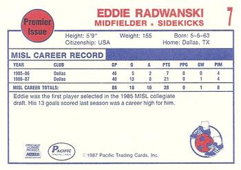 1987-88 Pacific MISL #7 Eddie Radwanski Back