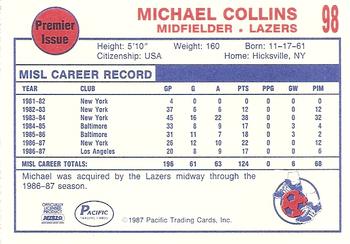 1987-88 Pacific MISL #98 Michael Collins Back