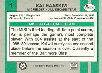 1988-89 Pacific MISL #4 Kai Haaskivi Back
