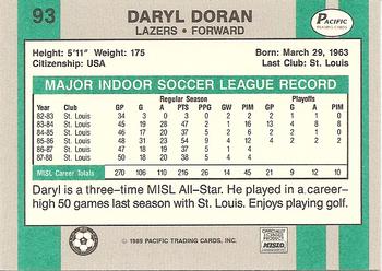 1988-89 Pacific MISL #93 Daryl Doran Back