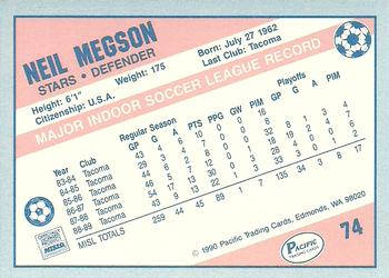 1989-90 Pacific MISL #74 Neil Megson Back