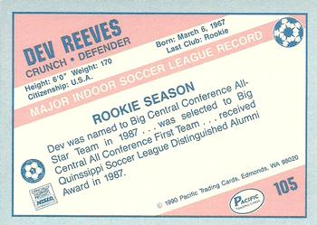 1989-90 Pacific MISL #105 Dev Reeves Back