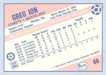 1989-90 Pacific MISL #66 Greg Ion Back