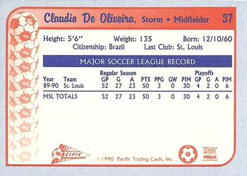 1990-91 Pacific MSL #37 Claudio De Oliveira Back
