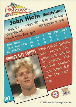 1991-92 Pacific MSL #107 John Klein Back