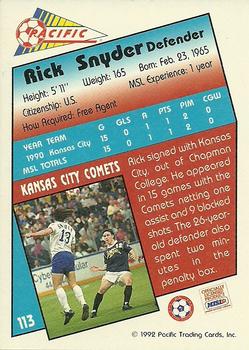 1991-92 Pacific MSL #113 Rick Snyder Back