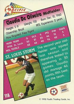 1991-92 Pacific MSL #118 Claudio De Oliveira Back