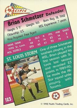 1991-92 Pacific MSL #123 Brian Schmetzer Back