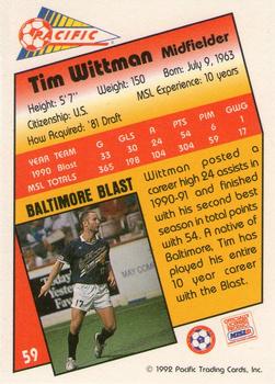 1991-92 Pacific MSL #59 Tim Wittman Back