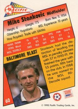 1991-92 Pacific MSL #60 Mike Stankovic Back