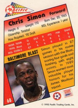 1991-92 Pacific MSL #68 Chris Simon Back