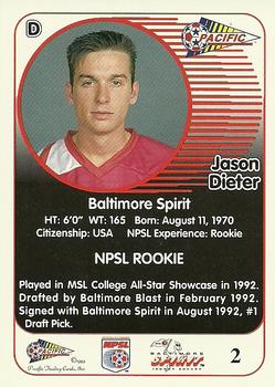 1993 Pacific NPSL #2 Jason Dieter Back