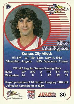 1993 Pacific NPSL #80 Diego Mandagaran Back