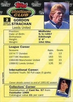 1992 Stadium Club #2 Gordon Strachan Back