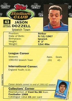 1992 Stadium Club #43 Jason Dozzell Back
