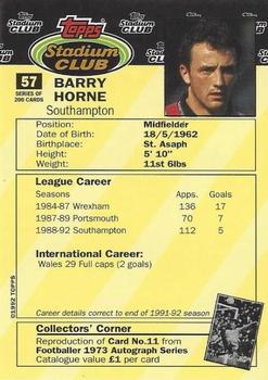 1992 Stadium Club #57 Barry Horne Back