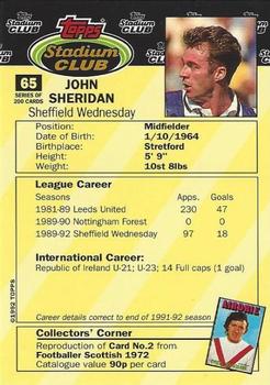 1992 Stadium Club #65 John Sheridan Back