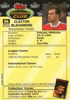 1992 Stadium Club #86 Clayton Blackmore Back
